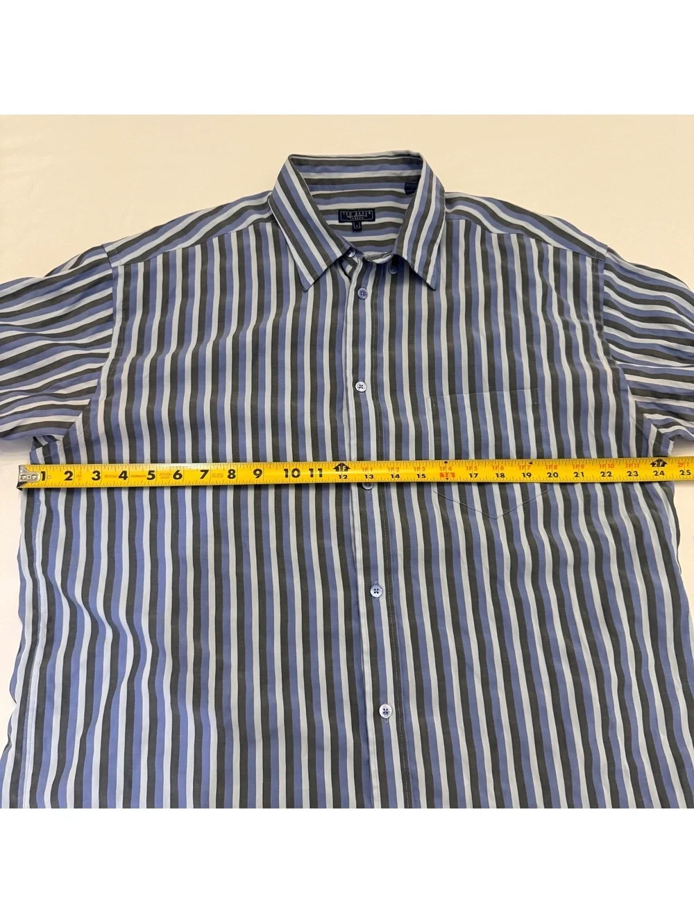 Ted Baker London Men's Striped Button-Up Shirt Size 4 Blue & Brown Cotton Blend